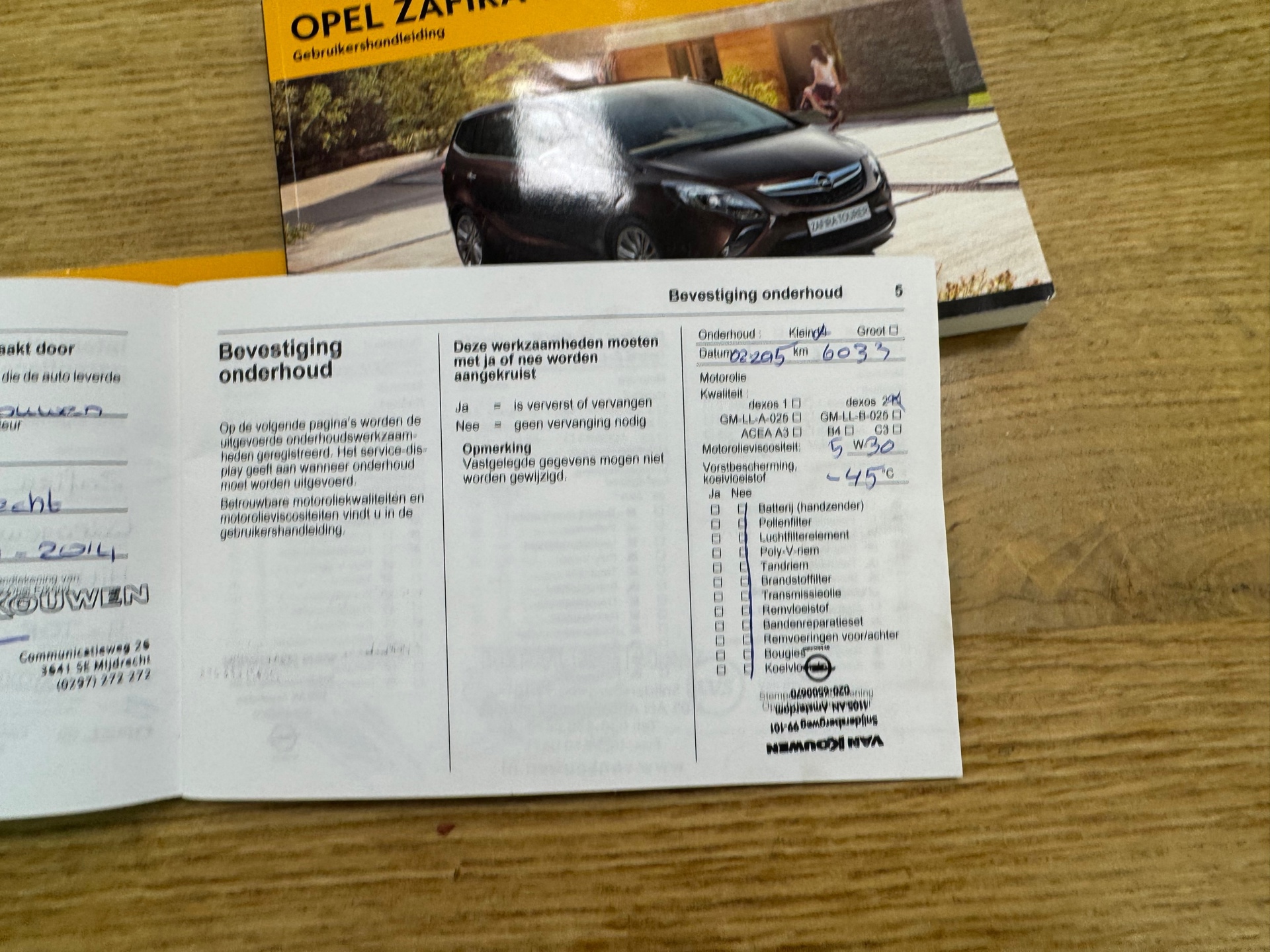 Foto van Opel Zafira Tourer