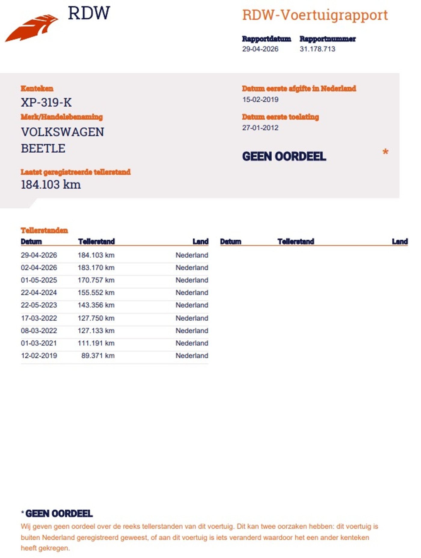 Foto van Volkswagen Beetle