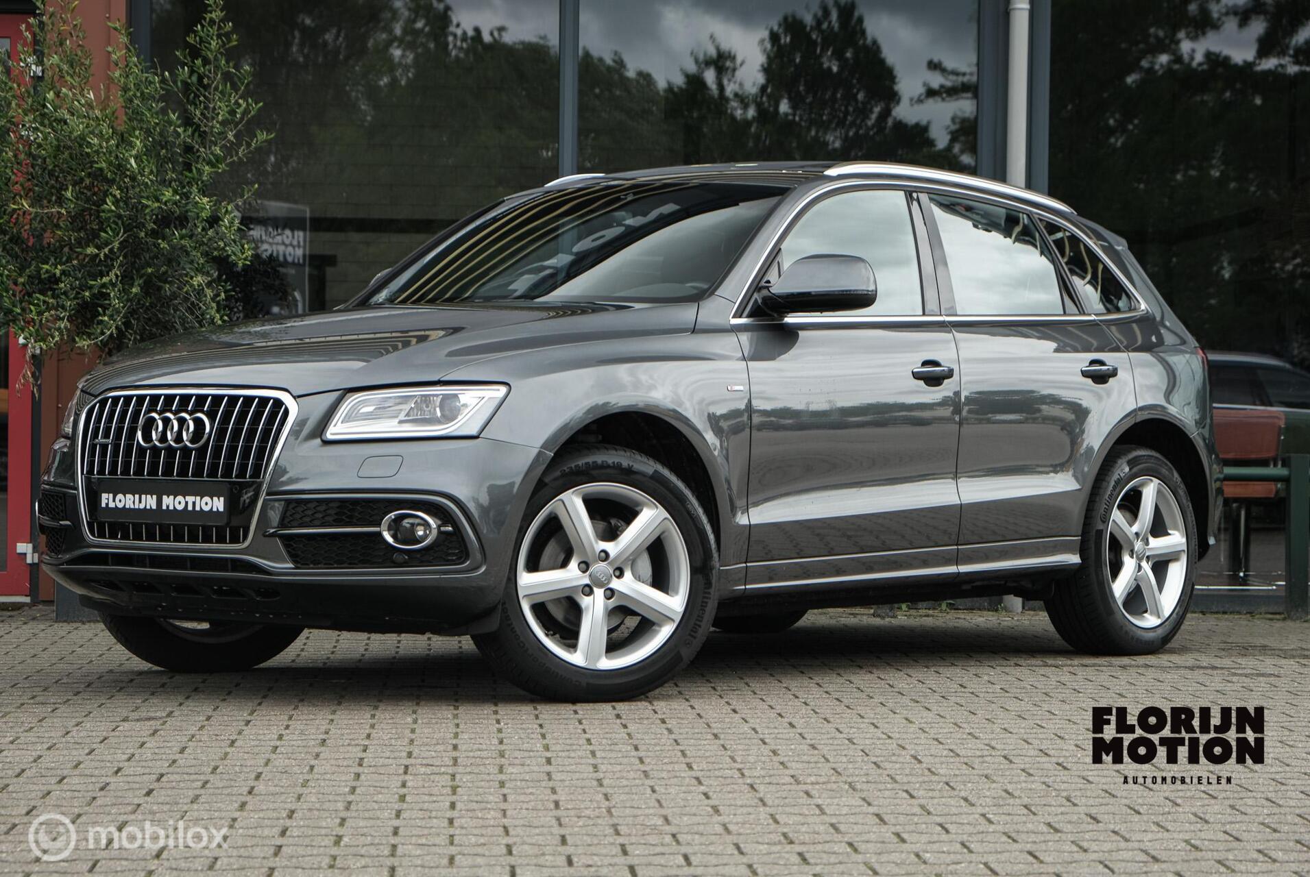 Audi Q5 2.0 TFSI quattro S-Line | Pano dak | 19 Inch | Trekhaak  | Lage KM | Rijklaar | 180 Pk | 2000 kg trekgewicht | Daytona Grey Met. 2017 - voorkant