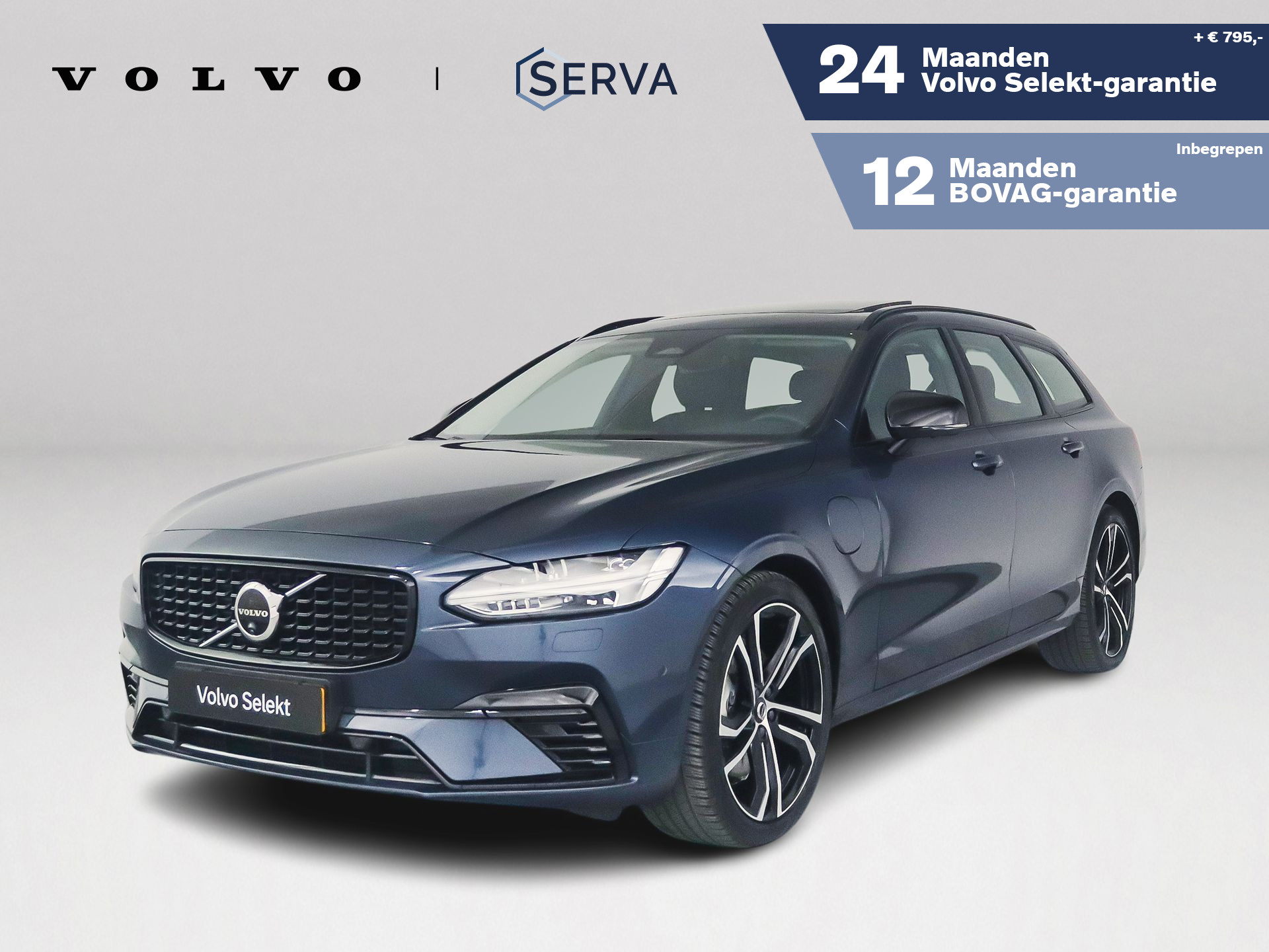 Volvo V90 T8 Plug-in hybrid AWD Ultra Dark | Panoramadak | 360° camera | Bowers & Wilkins | Luchtvering | Stoelventilatie | Stoel- en Stuurverwarming | Trekhaak 2025 - voorkant