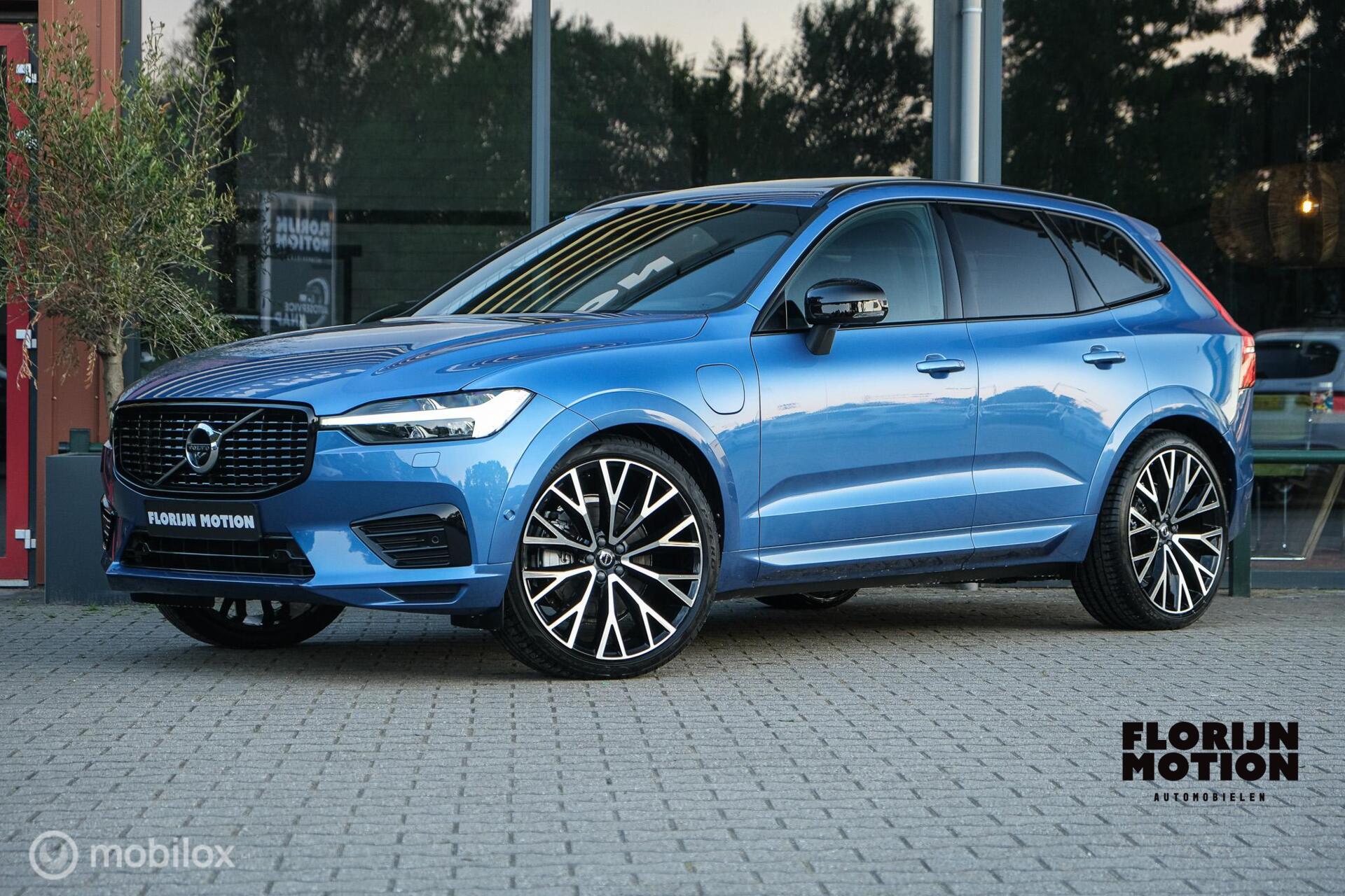 Volvo Xc60 2.0 Recharge T8 AWD R-Design | Luchtvering | ACC | 22 Inch | Pano | Stoelverwarming en ventilatie | Stuurwielverwarming | Pilot Assist | Harman Kardon | Bursting Blue | 360 camera 2021 - voorkant