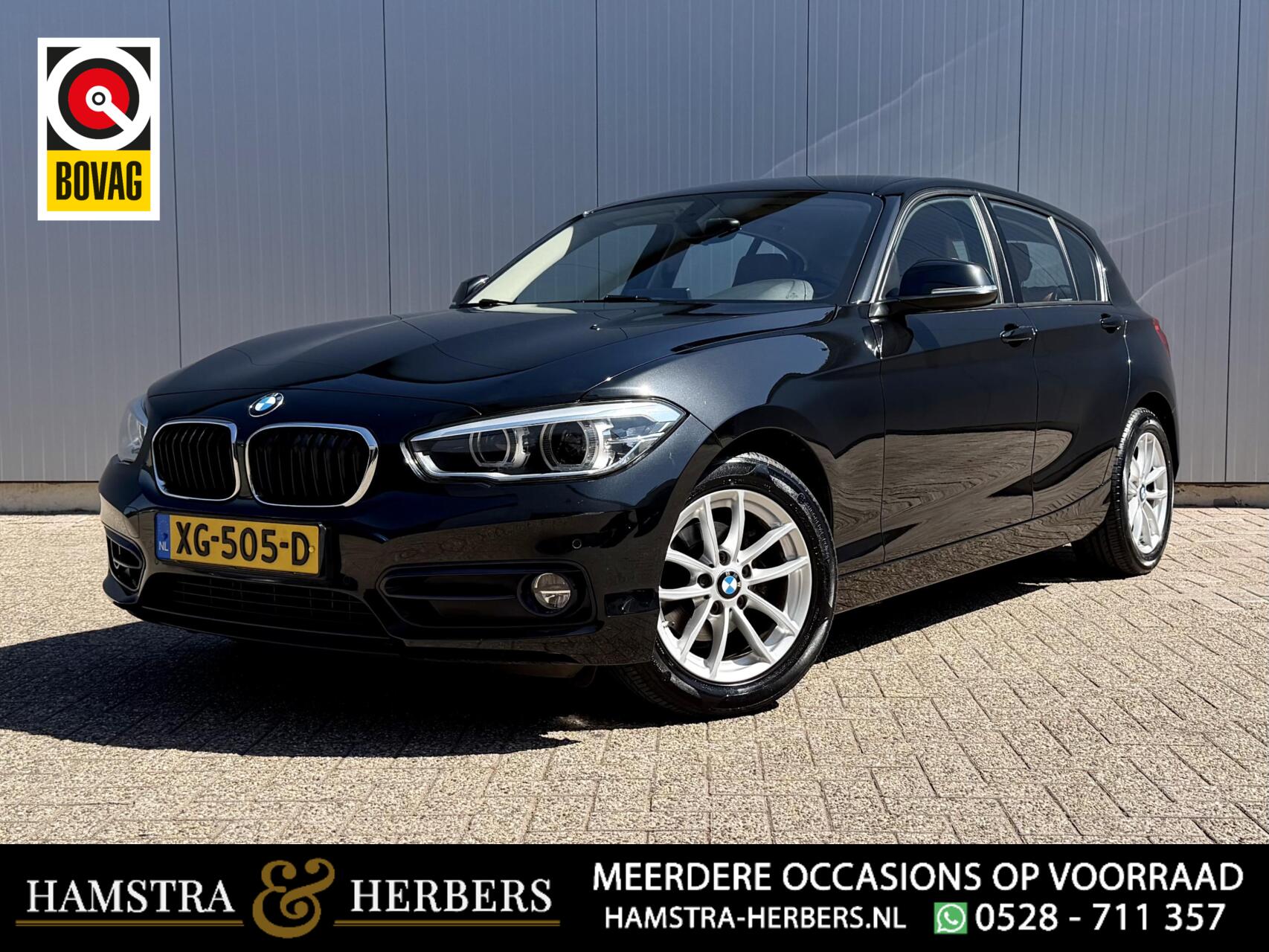 BMW 118i 118i High Executive Sport line zwart automaat 2019 - voorkant