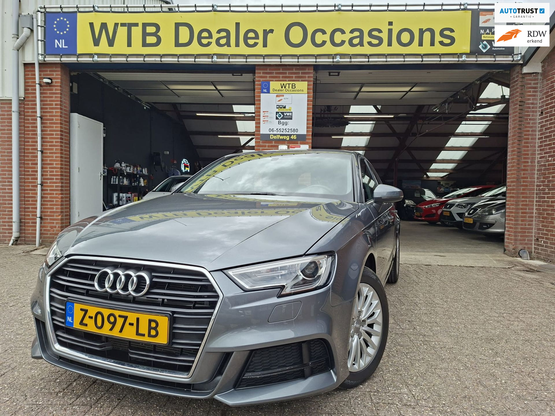 Audi A3 Sportback 30 TFSI Pro S-Line, Autom, Trekhaak, Leder, Digitaal Dashboard 2018 - voorkant