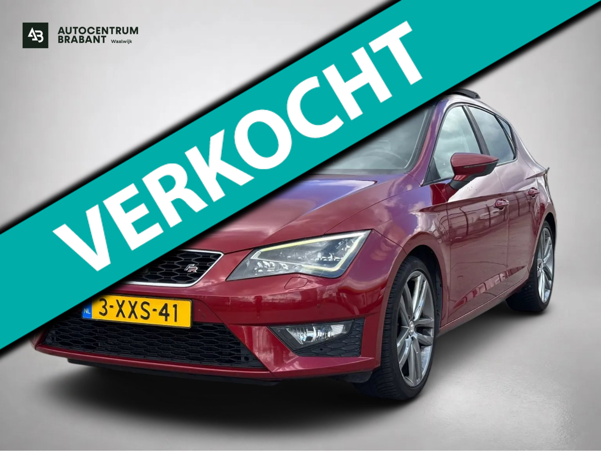 Seat Leon 1.4 TSI ACT FR Dynamic (NL-auto, Goed OndH, Panorama, Trekhaak, ParkeerSen, StoelV, Navi, Climate Con, Cruise Con, Etc) 2014 - voorkant