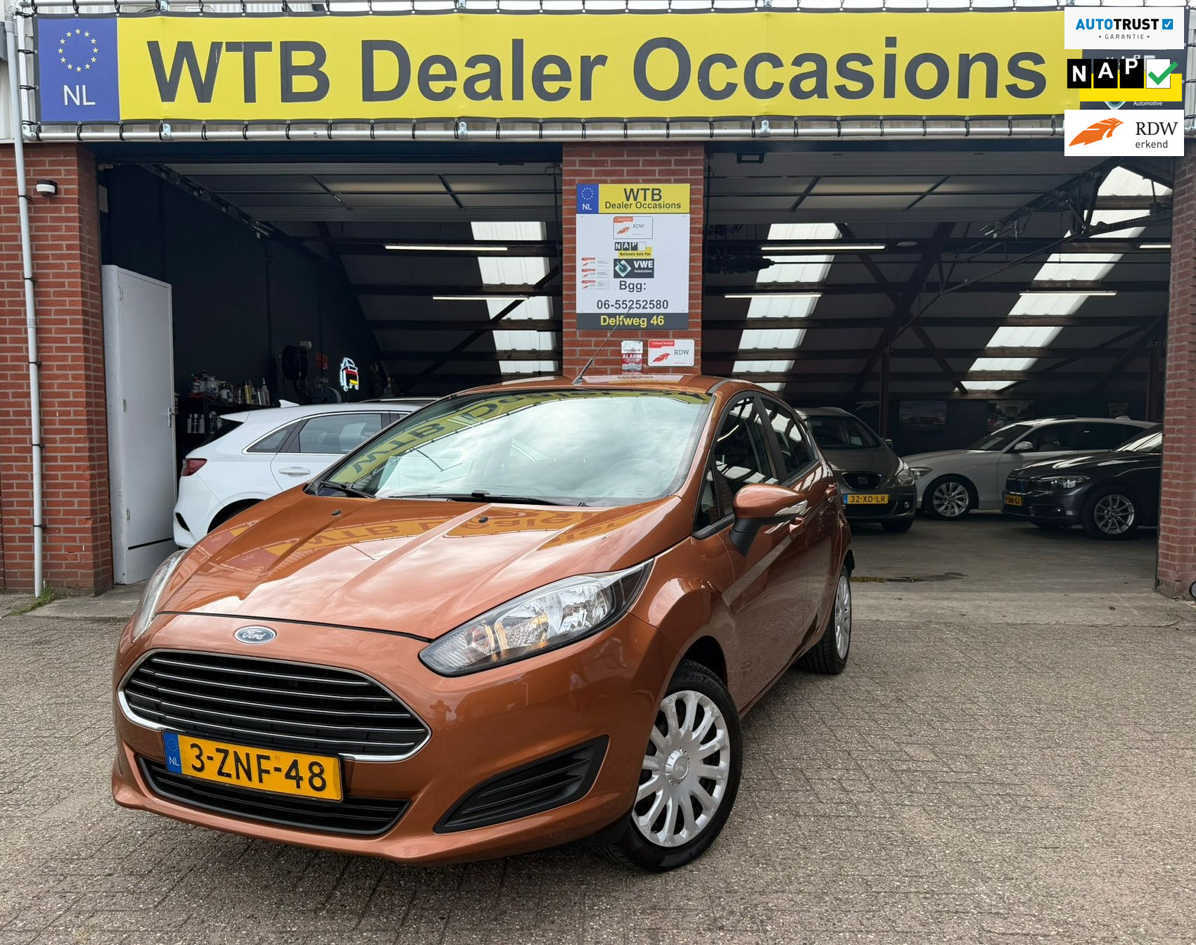 Ford Fiesta 1.0 Style, Trekhaak, Navi, Airco, Dealer oh., 2015 - voorkant