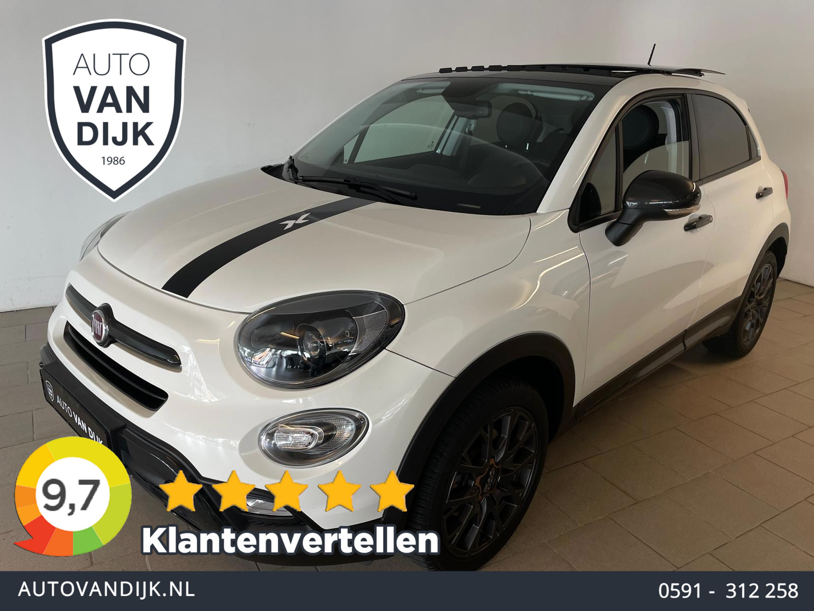 Fiat Fiat 500x 1.4 Turbo MultiAir Cross AUTOMAAT AIRCO NAVI CRUISE BLUETOOTH ELEK RAMEN CENT VERG VELGEN 2018 - voorkant