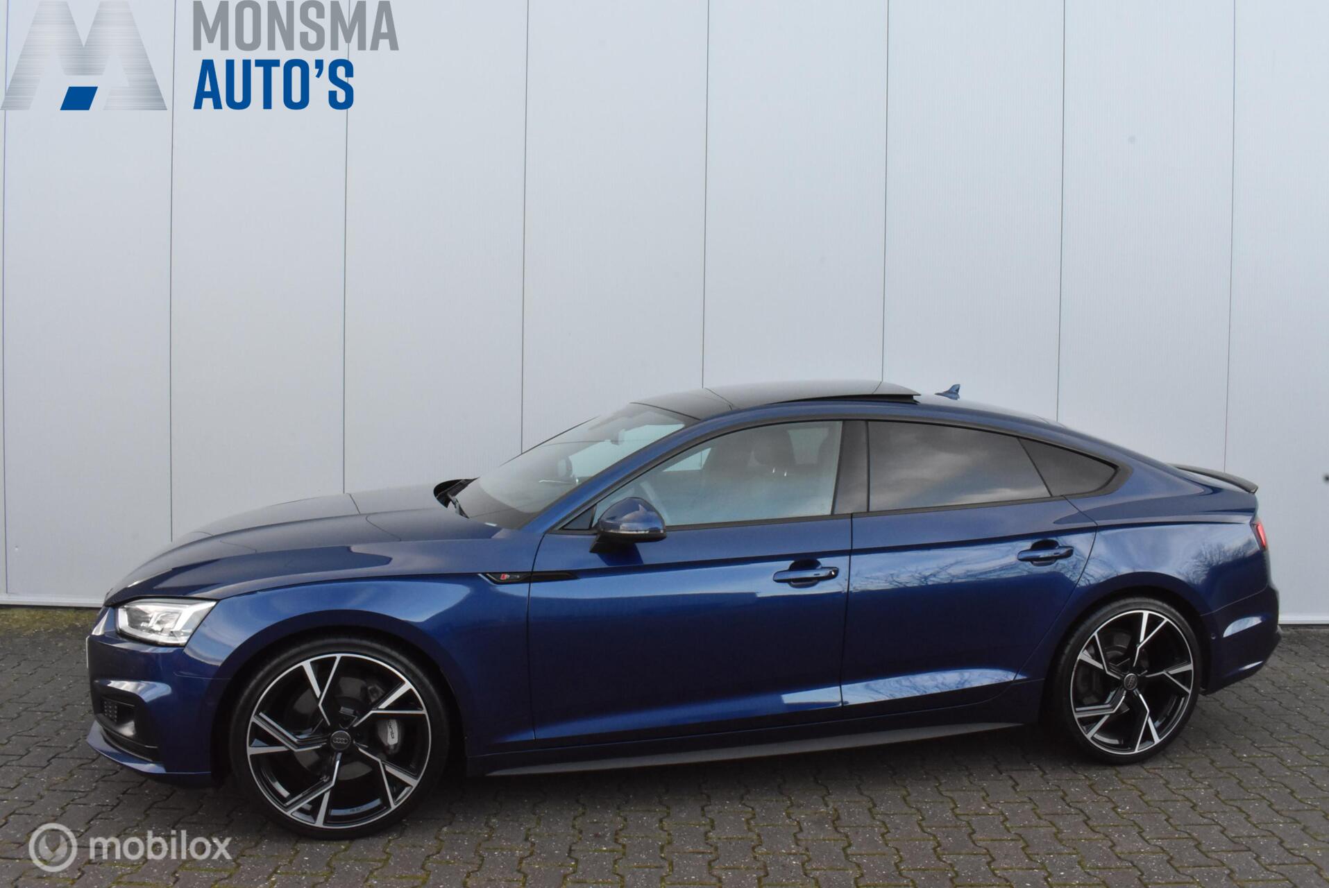 Audi A5 Sportback 2.0 TFSI MHEV quattro Scubablau S-Line Pano ACC B&O HUD 360°Camera Virtual Keyless 20" LMV 2017 - voorkant