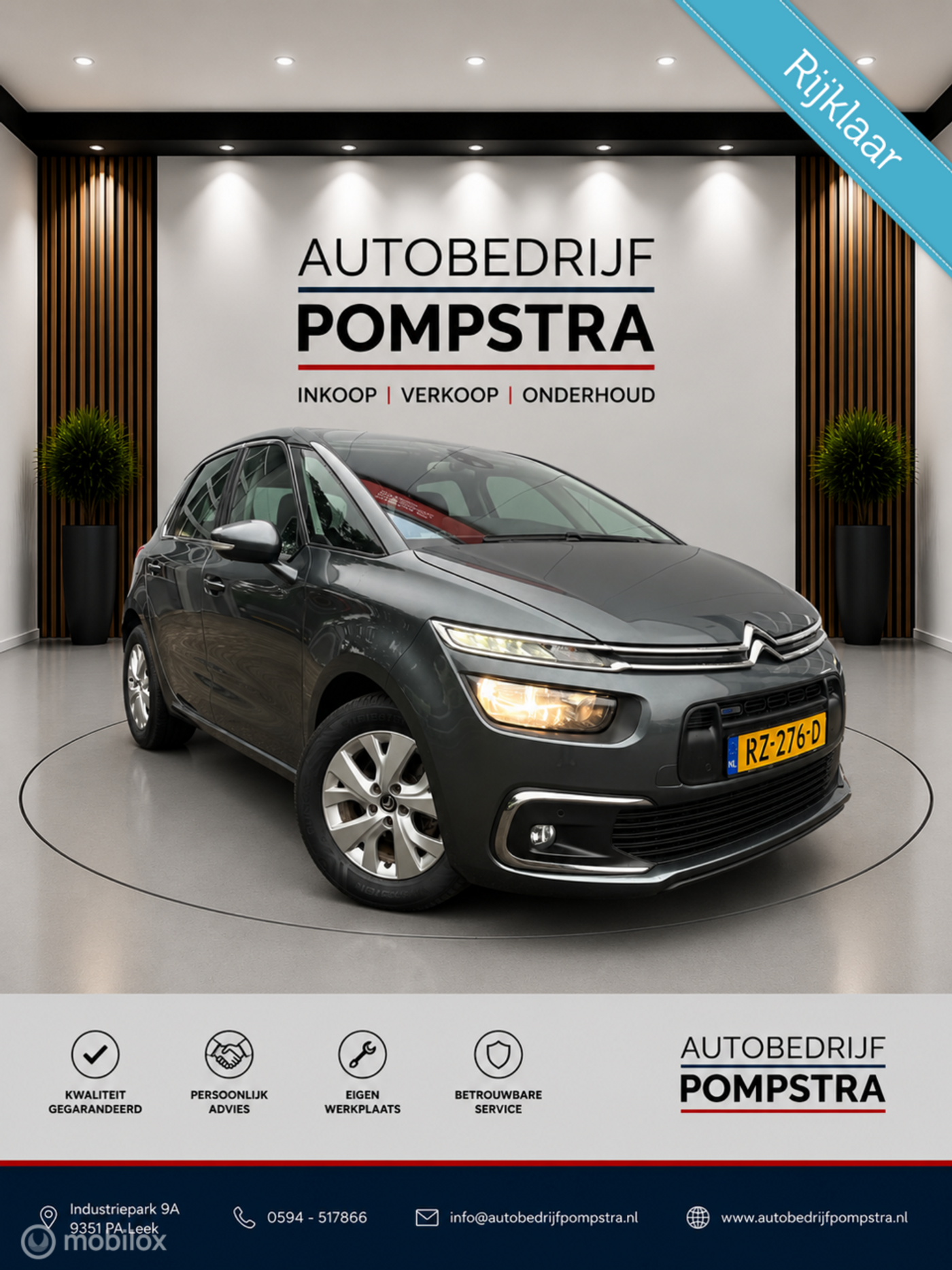 Citroen C4 Picasso 1.2 PT 130PK NAVI/PDC/CAM/TREKHAAK 2017 - voorkant