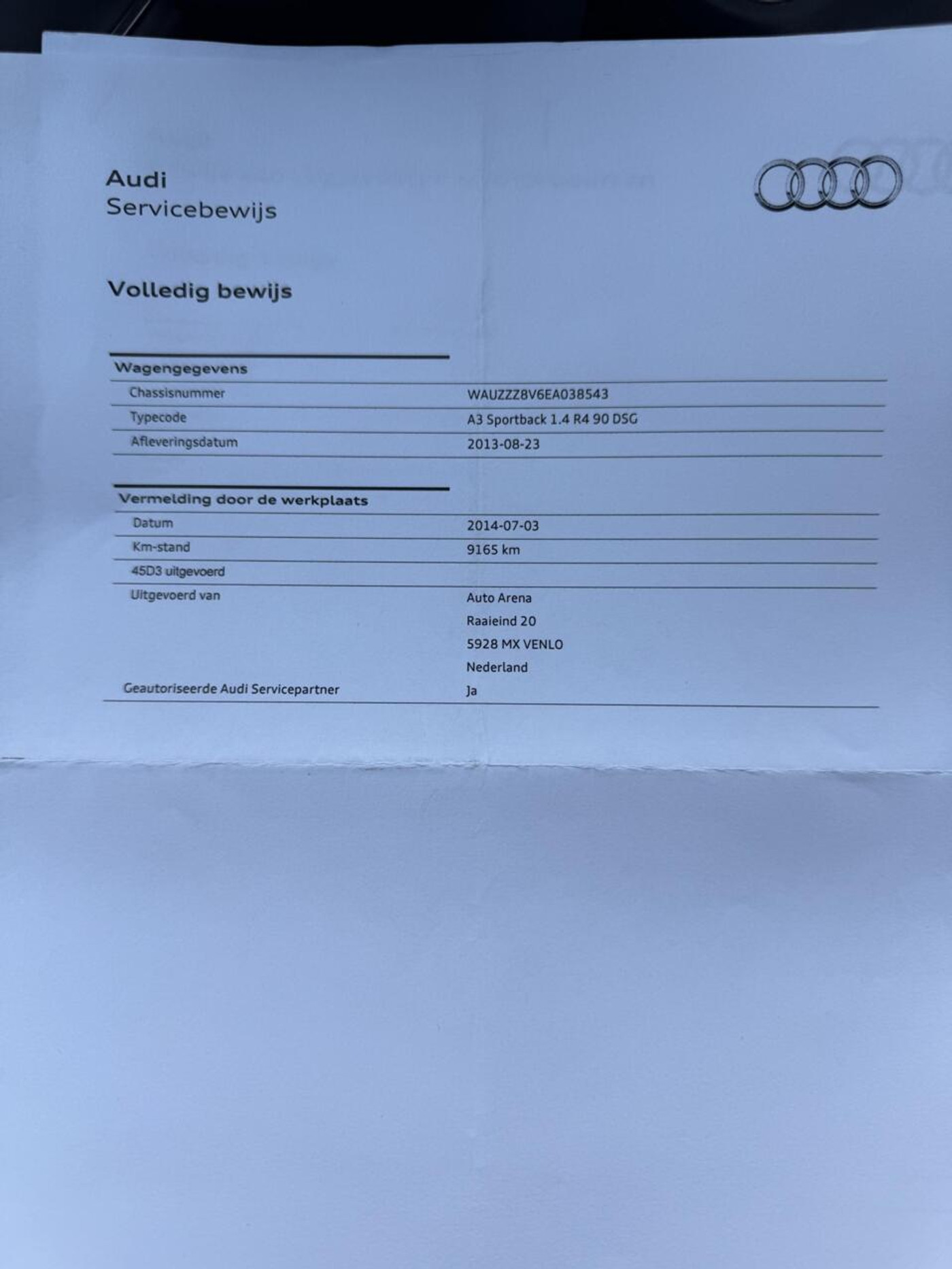 Foto van Audi A3 Sportback
