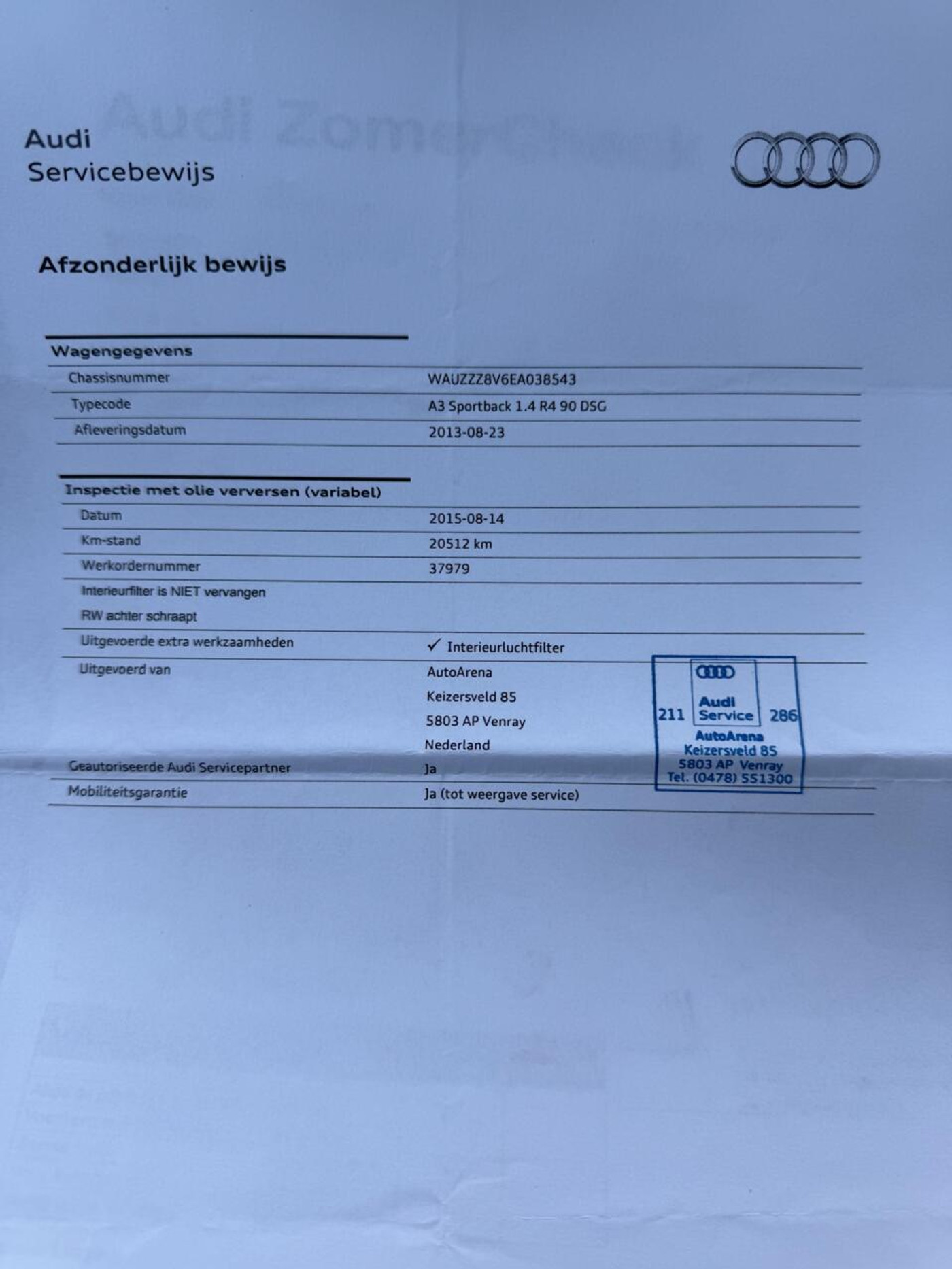 Foto van Audi A3 Sportback