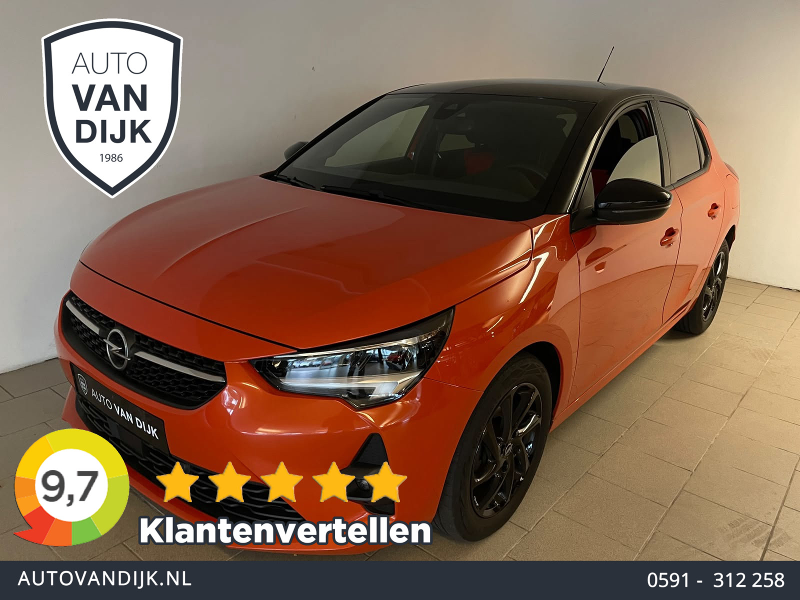 Opel Corsa 1.2 GS Line AIRCO CRUISE ZWART DAK ZWARTE 16 INCH VELGEN SPORTSTOELEN APPLE CARPLAY 2021 - voorkant