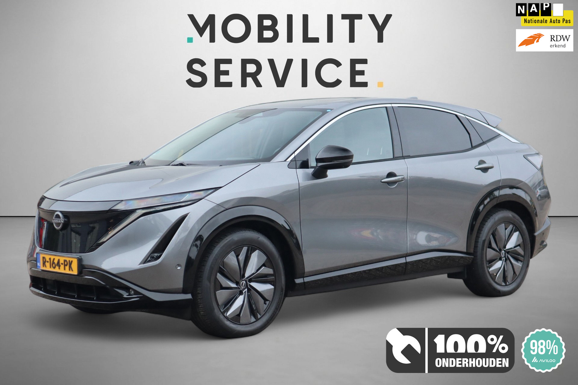 Nissan Nissan Ariya Evolve 91 kWh SOH98% Wpomp CarPlay Pano Leder LED CAM 2022 - voorkant