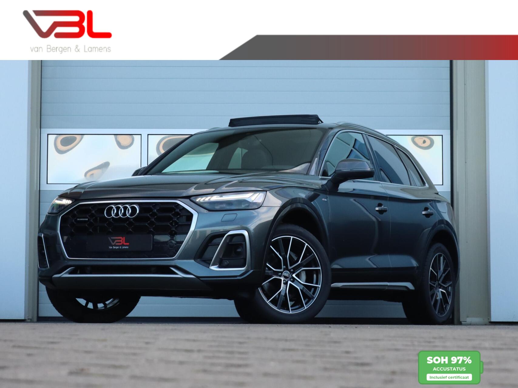 Audi Q5 55 TFSI e quattro 367PK S-edition | SOH 97% | Panoramadak 2021 - voorkant
