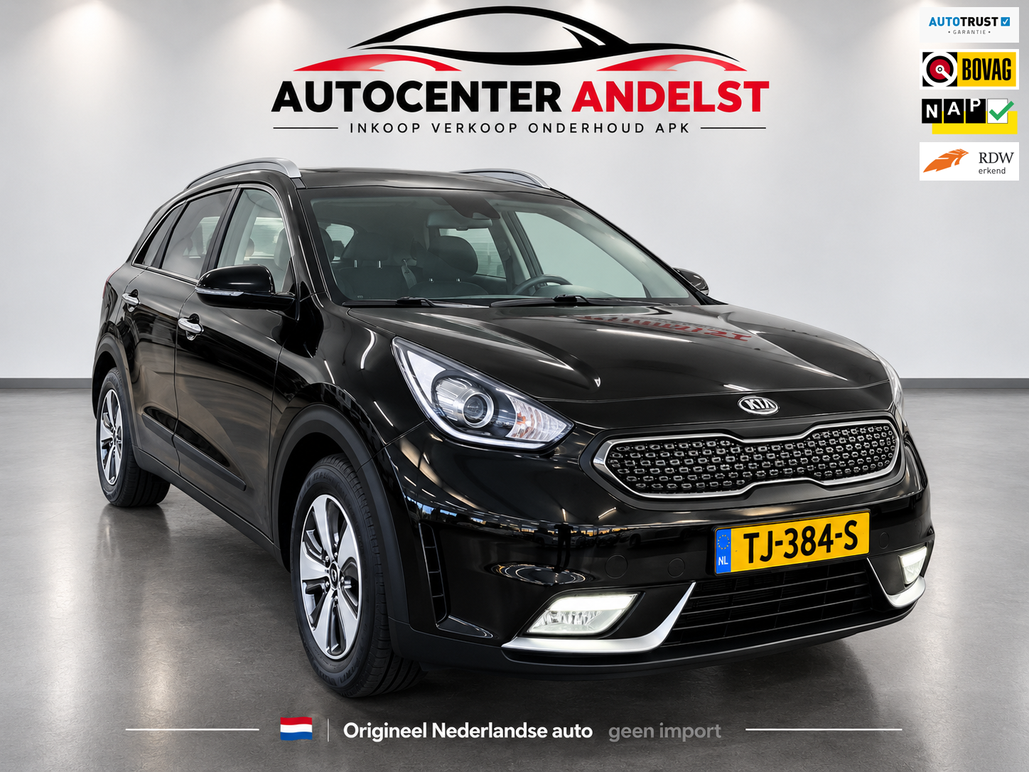 Kia Niro 1.6 GDi Hybrid DynamicLine, Aut, Cam, Cruise/Climate ctrl, Navi, Pdc, Lmv 16'', CarPlay, 1e eig afk, Geen import, Nap! 2018 - voorkant