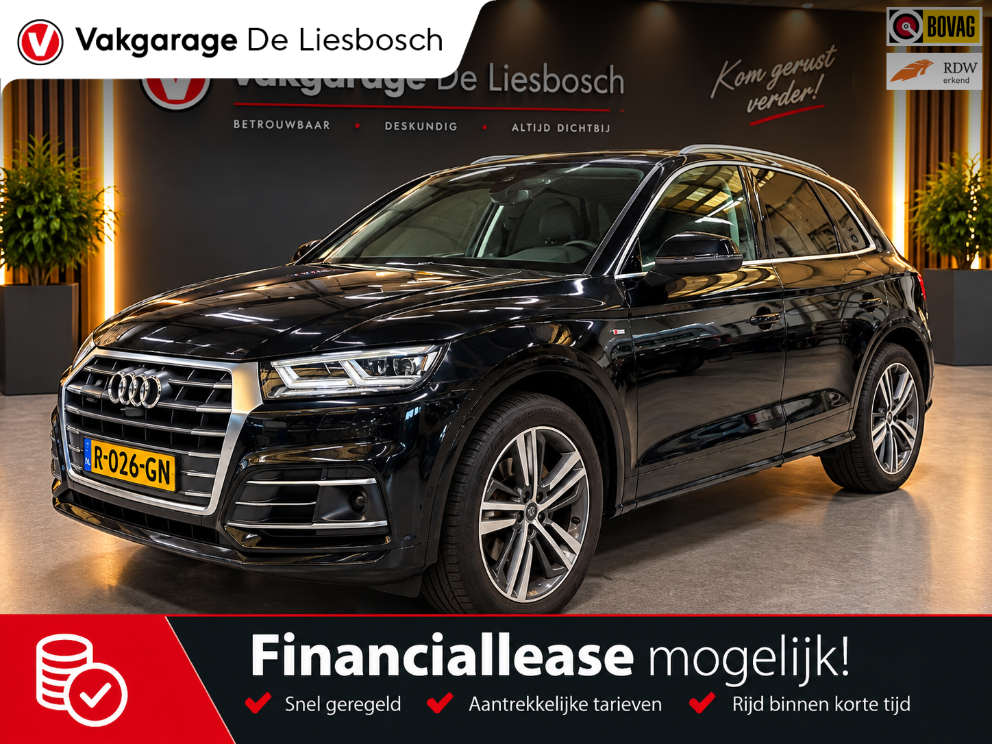 Audi Q5 2.0 TFSI quattro Sport S Line Black Edition / 360 camera / leder / Panoramadak / trekhaak 2018 - voorkant