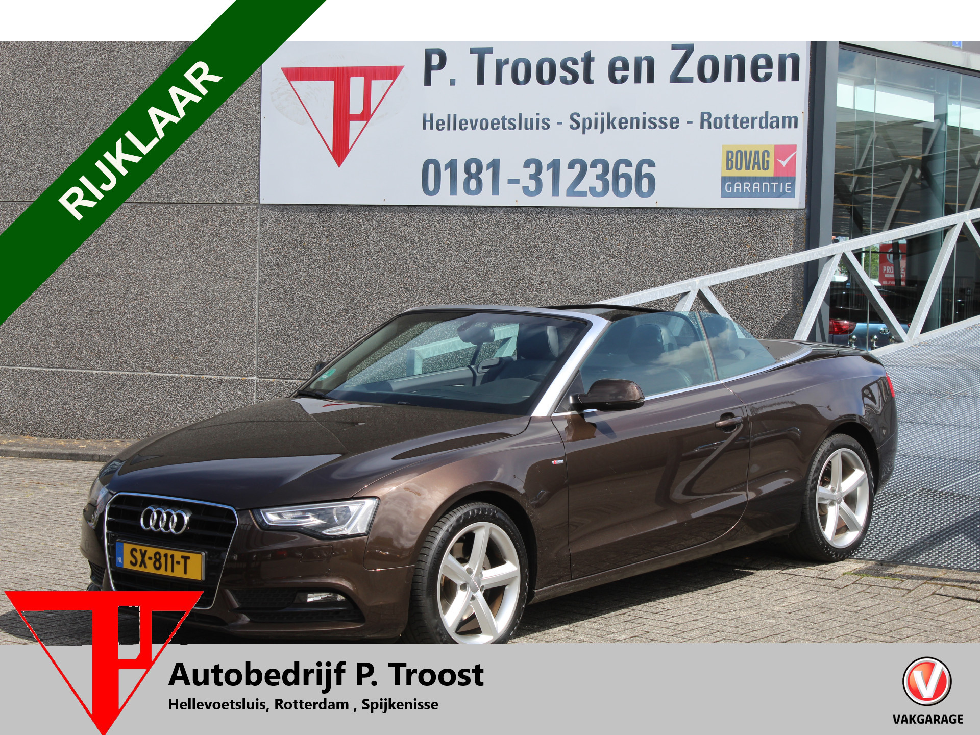 Audi A5 Cabriolet 2.0 TFSI Pro Line S 2x S-line Automaat/Navigatie/Camera/Cruise control/Climate control/Stoel & spiegel verwarming/Windscherm/Leder/Parkeersensoren/Licht metaal/Mistlampen/Perfect onderhouden 2012 - voorkant