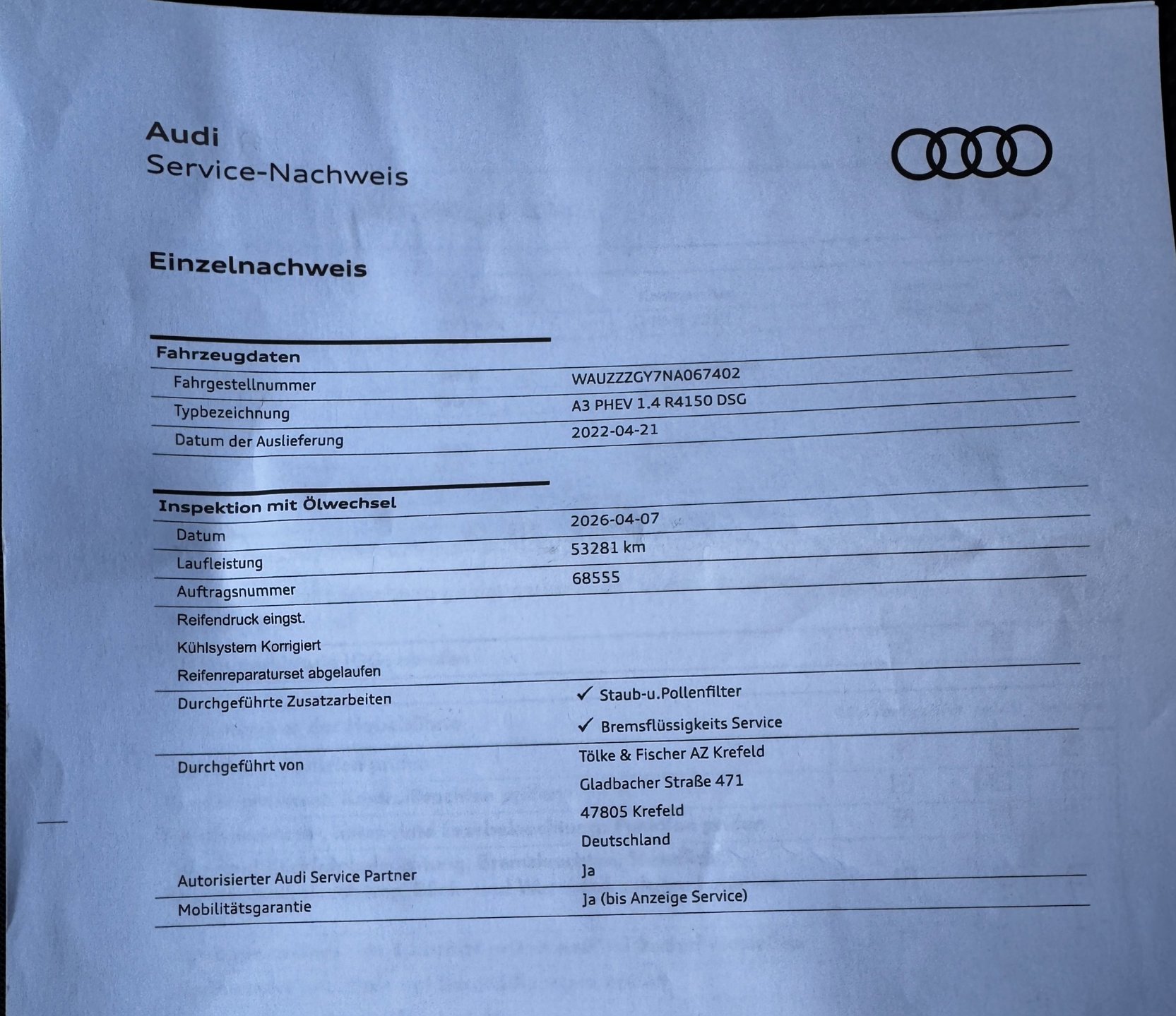 Foto van Audi A3 Sportback