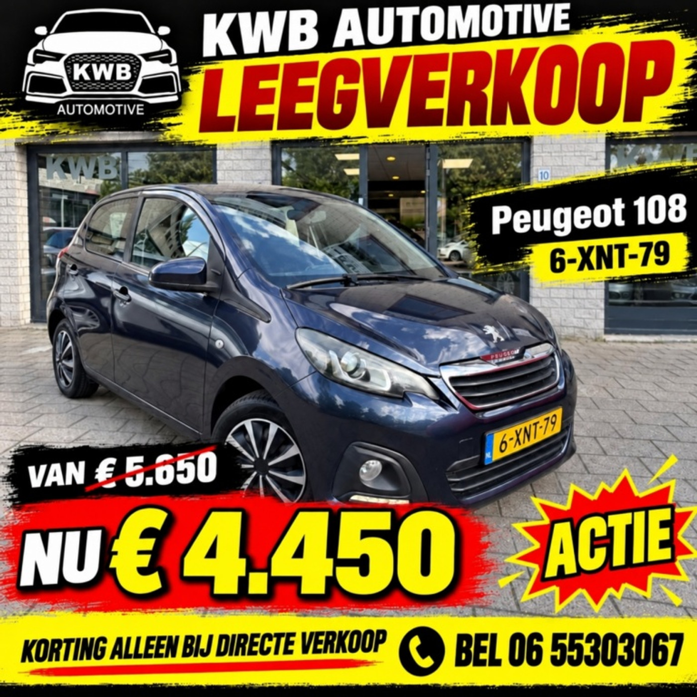Peugeot Peugeot 108 1.0 e-VTi 5Drs Airco Nw koppeling Beurt 2014 - voorkant