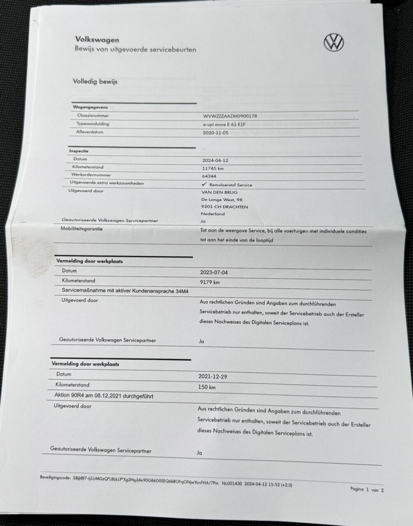 Foto van Volkswagen E-up!
