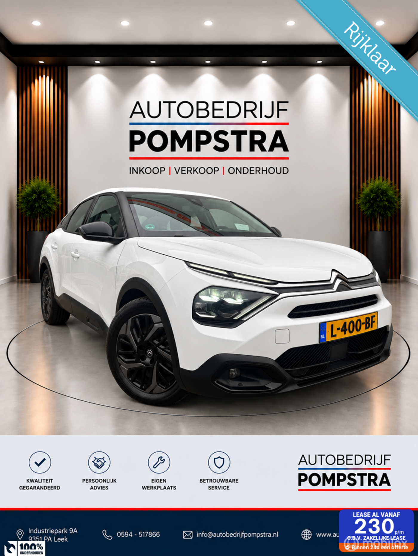 Citroen C4 1.2 Puretech 130 PK Business Plus LUXE UITV/TREKH 2021 - voorkant