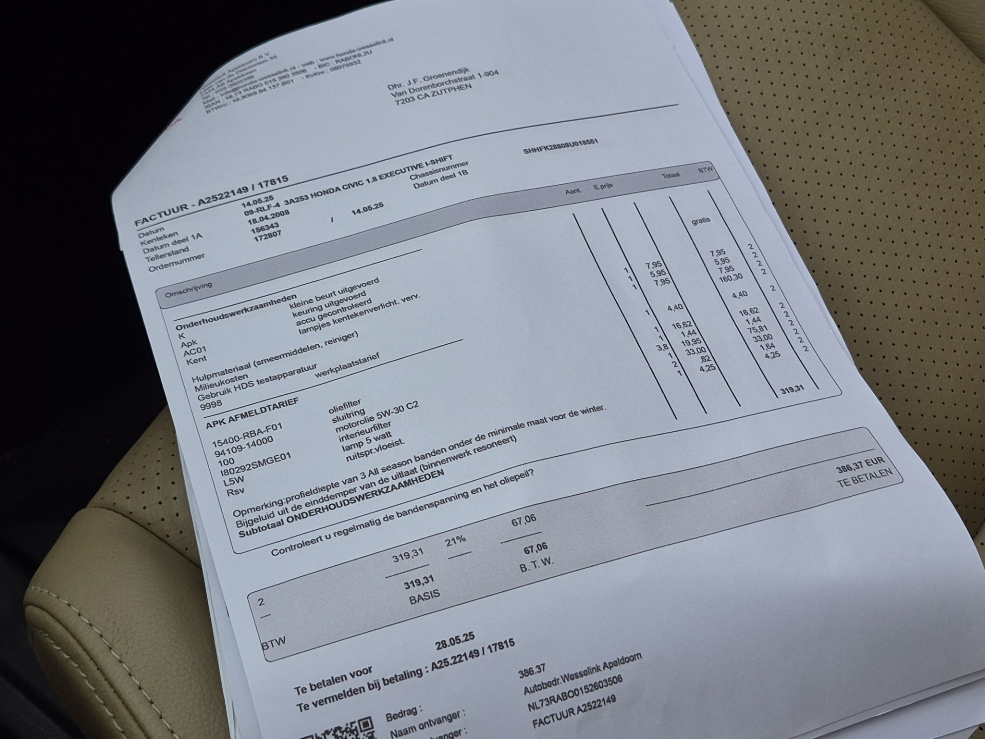 Foto van Honda Civic 5 DR