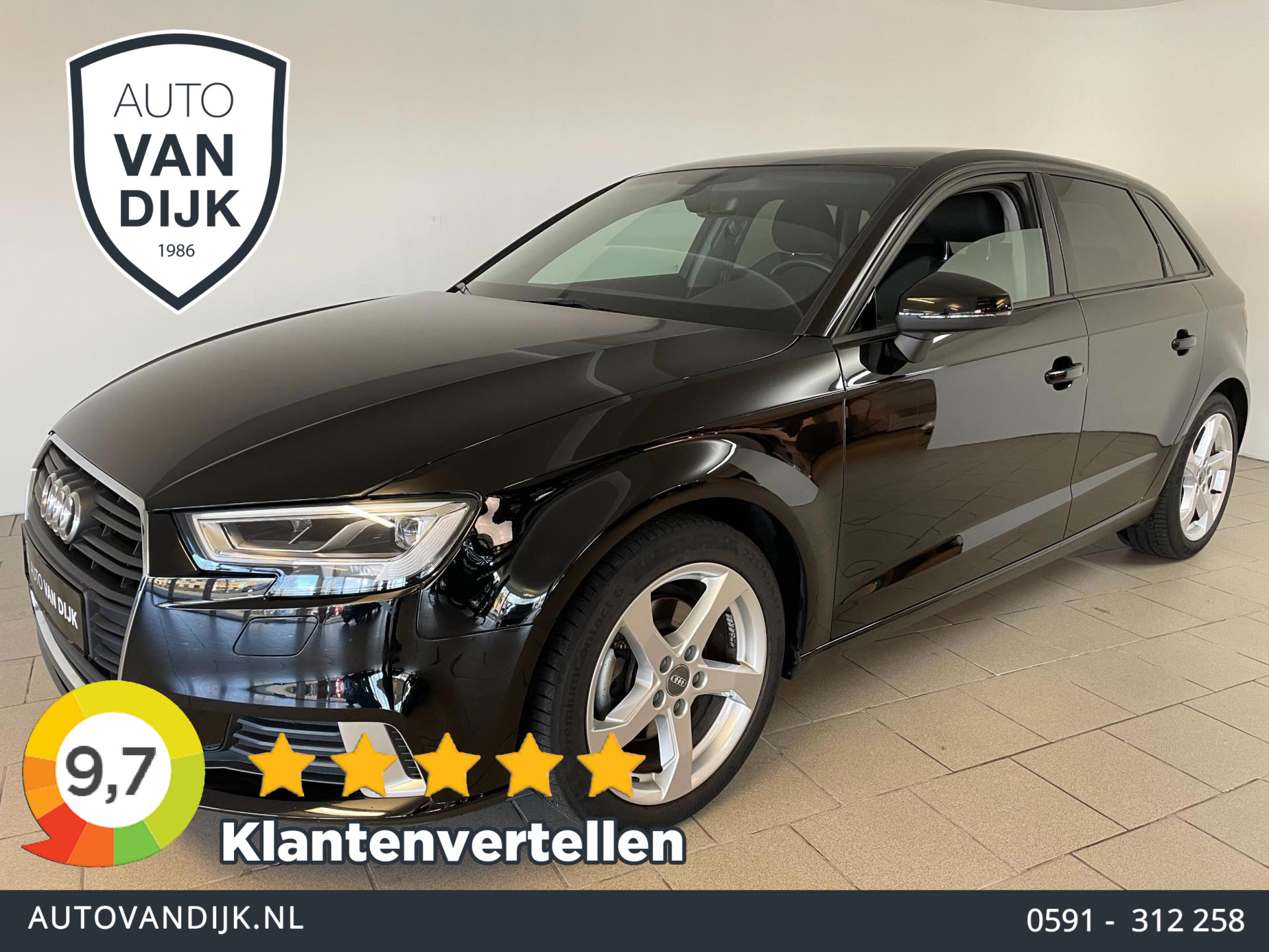 Audi A3 Sportback 1.0 TFSI Sport Lease Edition AIRCO NAVI CRUISE SPORTSTOELEN LED PRIVACY GLAS VELGEN NIEUWSTAAT 2018 - voorkant