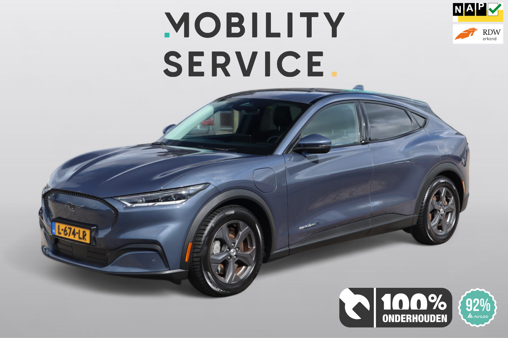 Ford Mustang Mach-e Extended RWD 98 kWh SOH94% Leder LED Carplay 2021 - voorkant