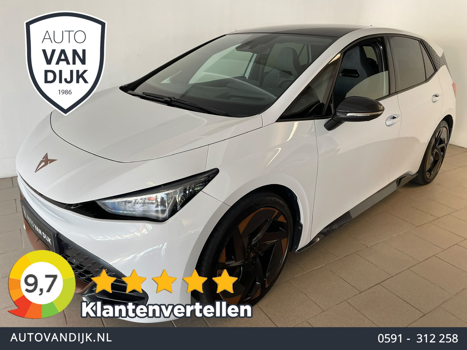 Cupra Born Copper Edition One 62 kWh AUTOMAAT AIRCO NAVI HEAD UP DISPLAY ELEK STOELEN STOELVERW VELGEN PRIVACYGLAS ZEER NETTE AUTO 2022 - voorkant