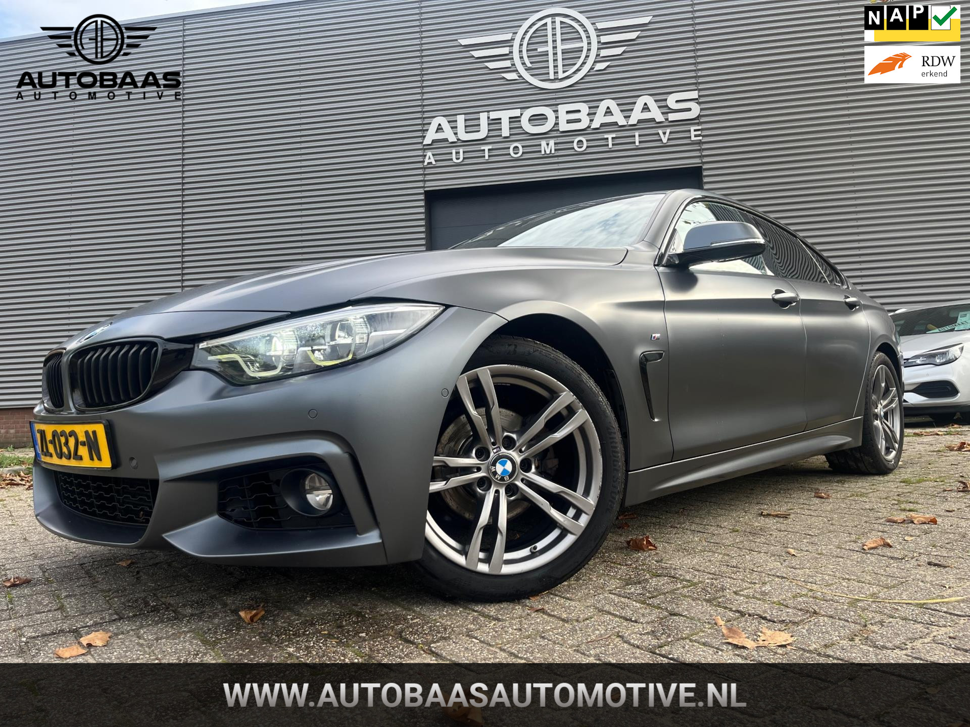 BMW 418i 418i High Executive M-Sport Automaat Frozen Grey!! NL-AUTO+NAP+PANORAMADAK+LEDER+FULL LED+GROOT NAVI+CAMERA 2019 - voorkant