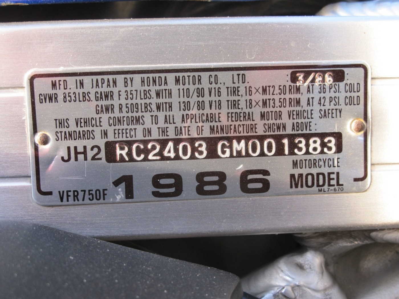 Foto van Honda VFR 750 F