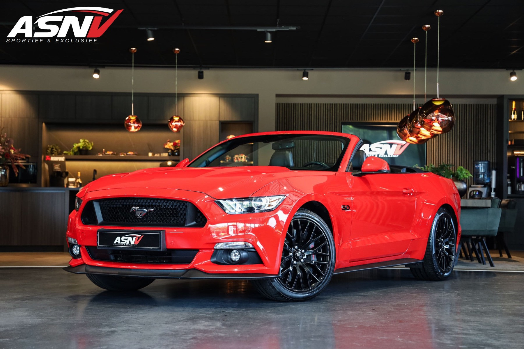 Ford Mustang 5.0 GT, 422 PK, Navigatie/Grootbeeld/Sync, Stoelventilatie, Camera, Xenon, Race/Red, Black/Leder, 39DKM! 2017 - voorkant