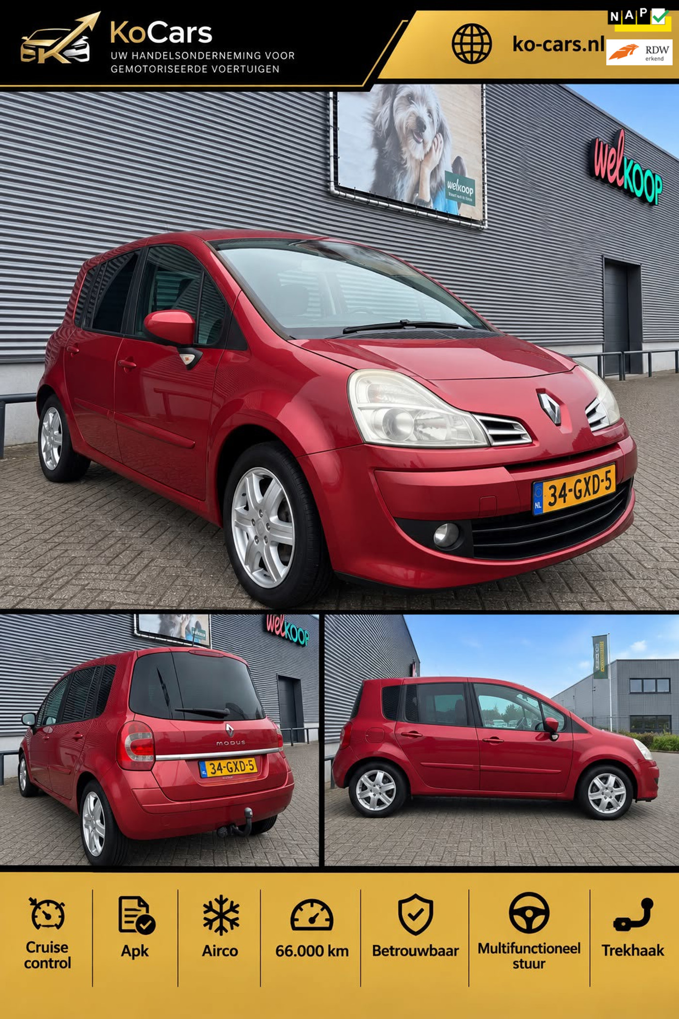 Renault Modus / Apk / Airco / Cruise / Pano / Lage km 2008 - voorkant