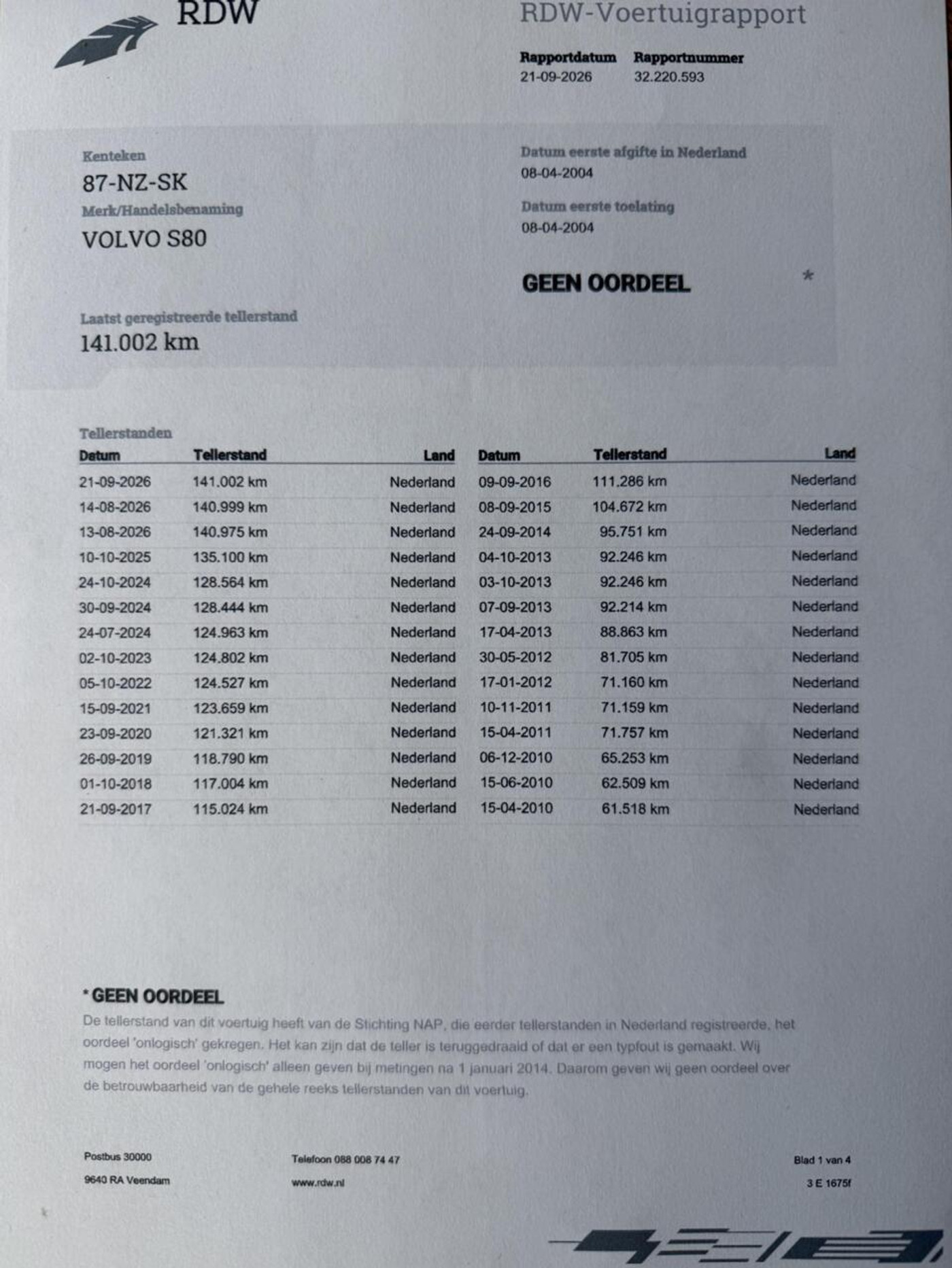Foto van Volvo S80