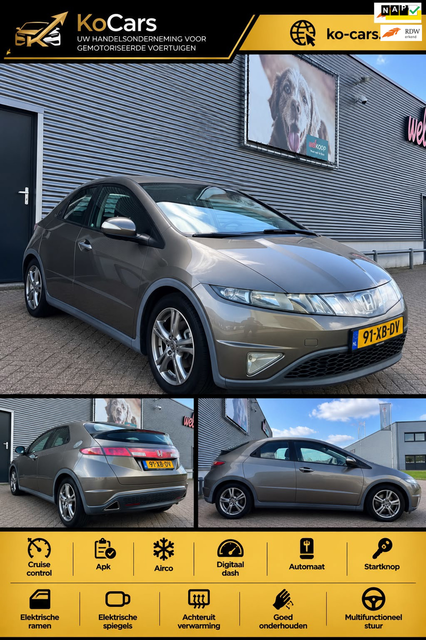 Honda Civic 5dr 1.4 Comfort|Automaat|2e eigenaar|Nap|Wordt met nieuw apk geleverd 2007 - voorkant