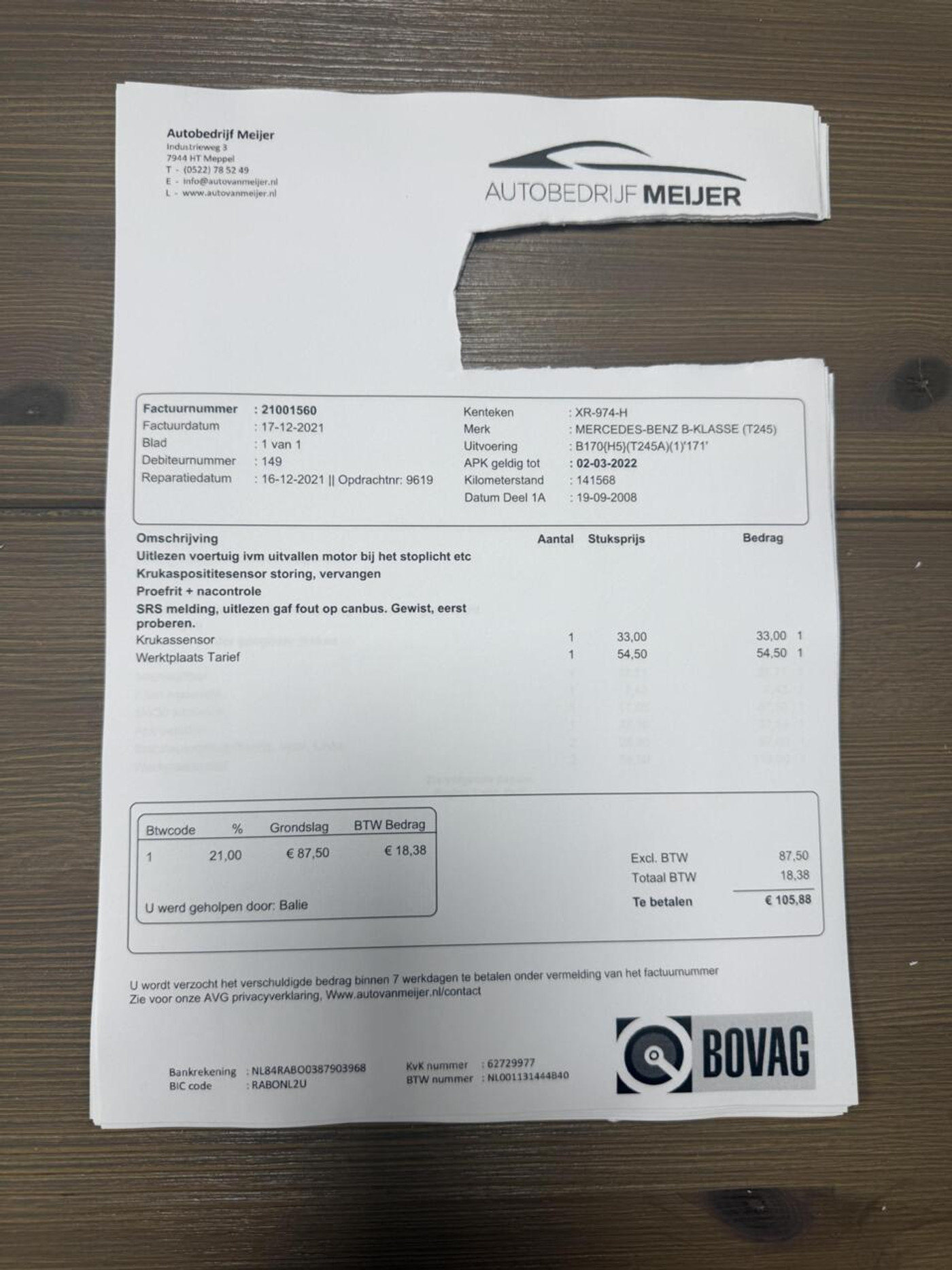 Foto van Mercedes-Benz B 170