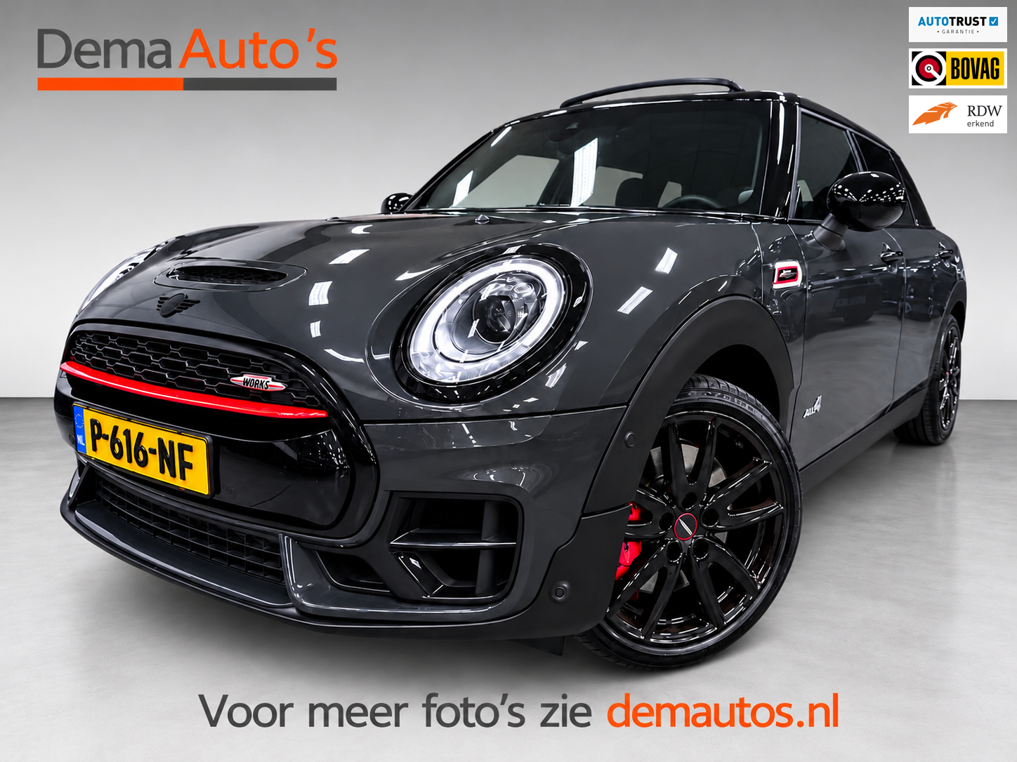 Mini Clubman John Cooper Works 2.0 John Cooper Works ALL4 Chili 231PK JCW-STOELEN/ALCANTARA/PANO/NAVI/H-KARDON/CARPLAY/// 2018 - voorkant