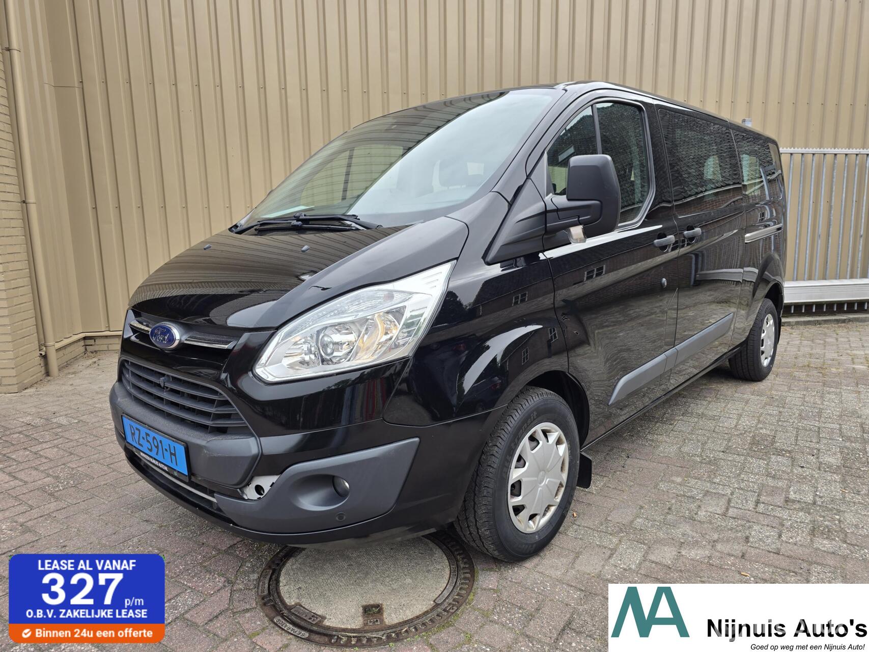 Ford Transit Custom 9-Persoons 310 2.0 TDCI L2H1 Trend Dubbele Schuifdeur | Trekhaak | Stoel&ruitverwarming | Achteruitrijcamera | PDC | Cabman | Clima | 2018 - voorkant