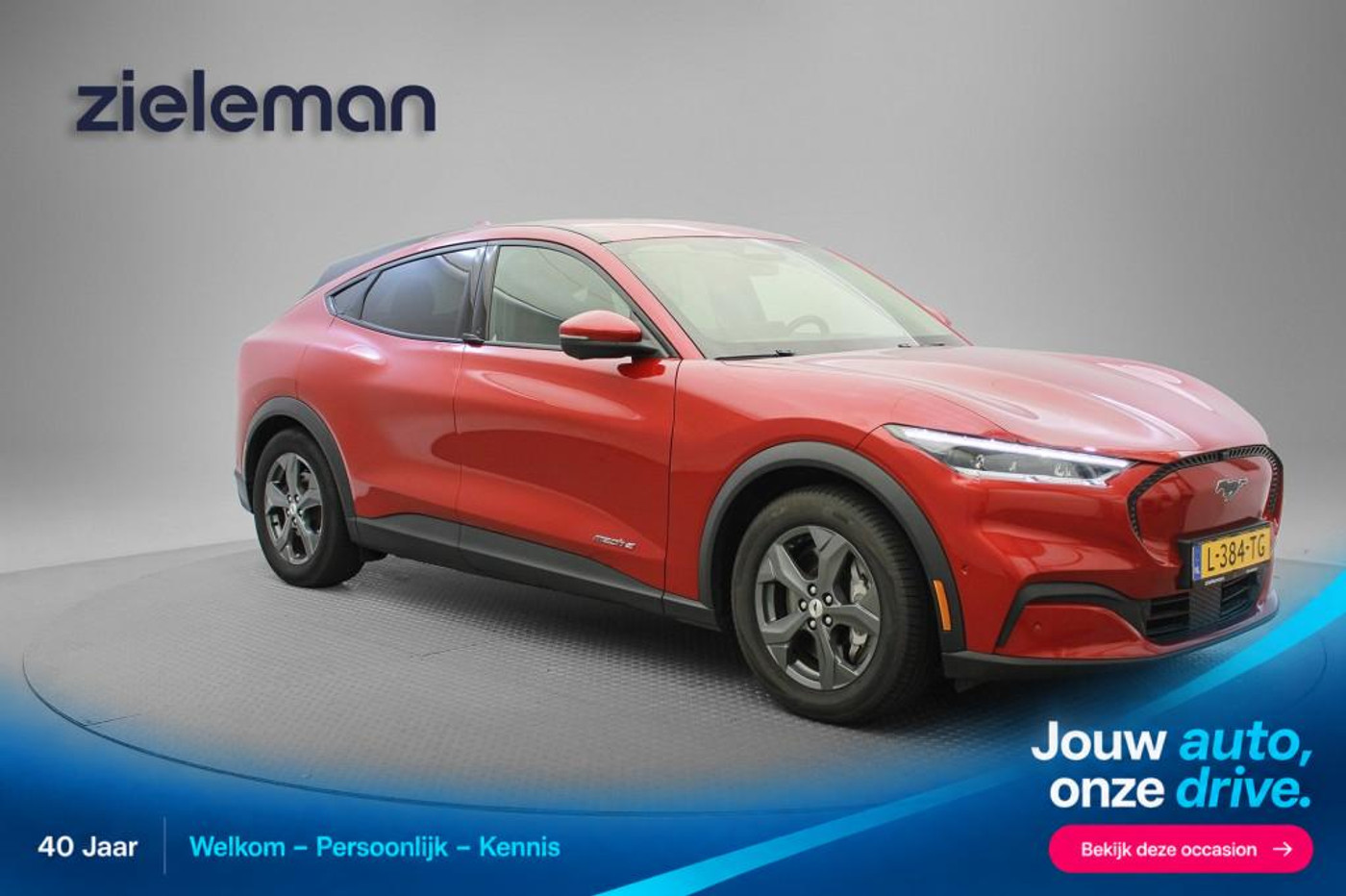 Ford Mustang Mach-e RWD 75 kWh - Carplay, Camera, Leer, Stoel/Stuur Verw. Trekhaak SOH 93% 2021 - voorkant