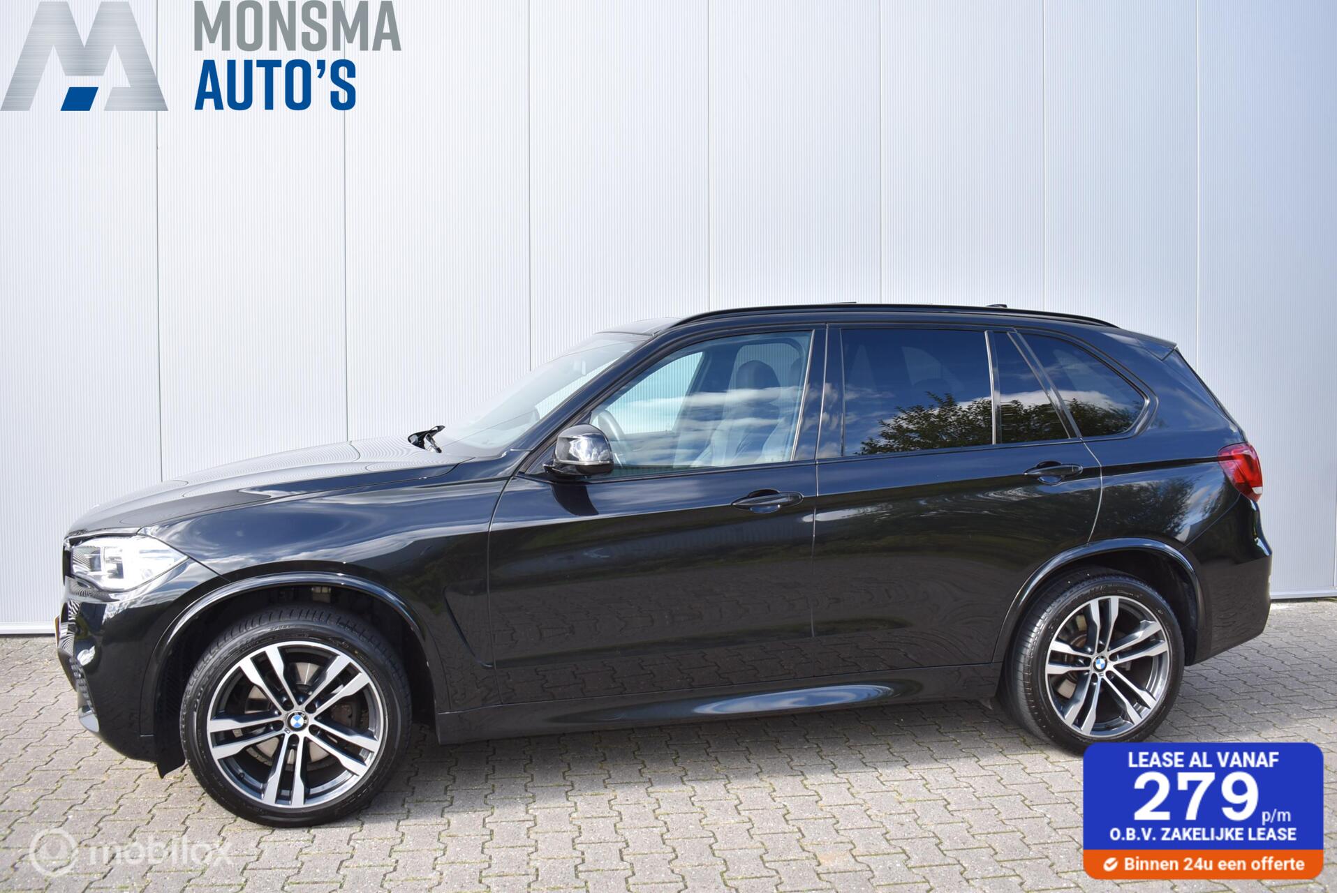 BMW X5 Xdrive40d xDrive40d M-Sport Saphirschwarz Pano H/K ACC HUD 3.5t Elek. trekhaak 20" LMV 2014 - voorkant