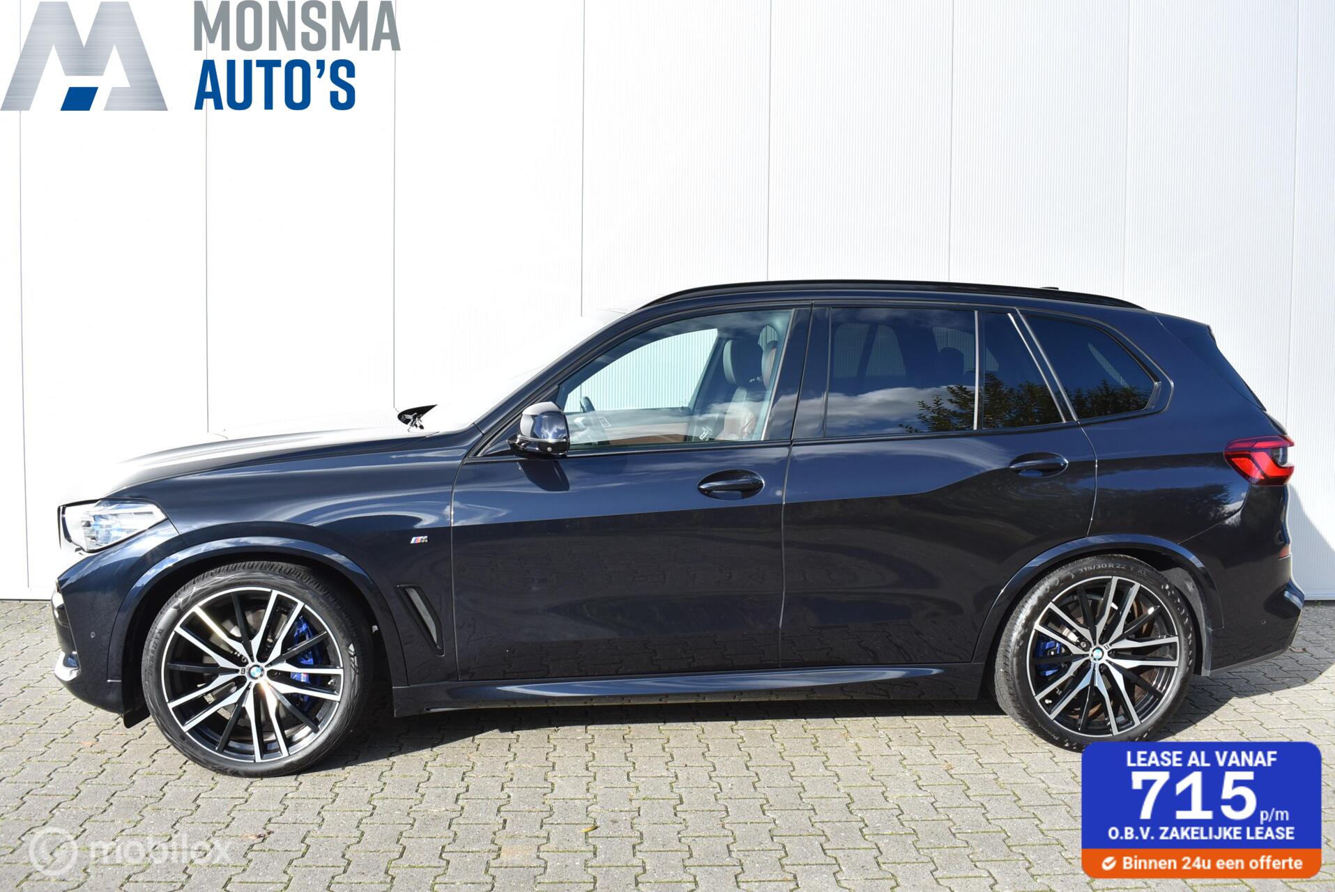 BMW X5 Xdrive40i xDrive40i M-Sport Carbonschwarz Skylounge 4WS Luchtvering 2019 - voorkant