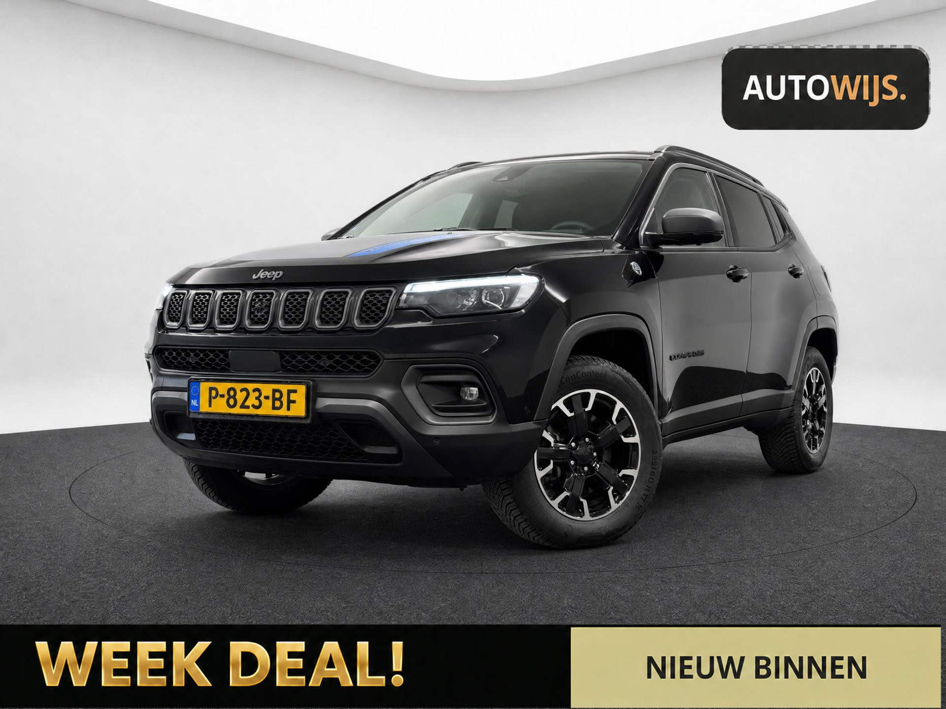 Jeep Compass 4xe 240 Plug-in Hybrid Electric Trailhawk|LEDER|TREKHAAK|CAMERA|DEALER ONDERHOUDEN 2021 - voorkant