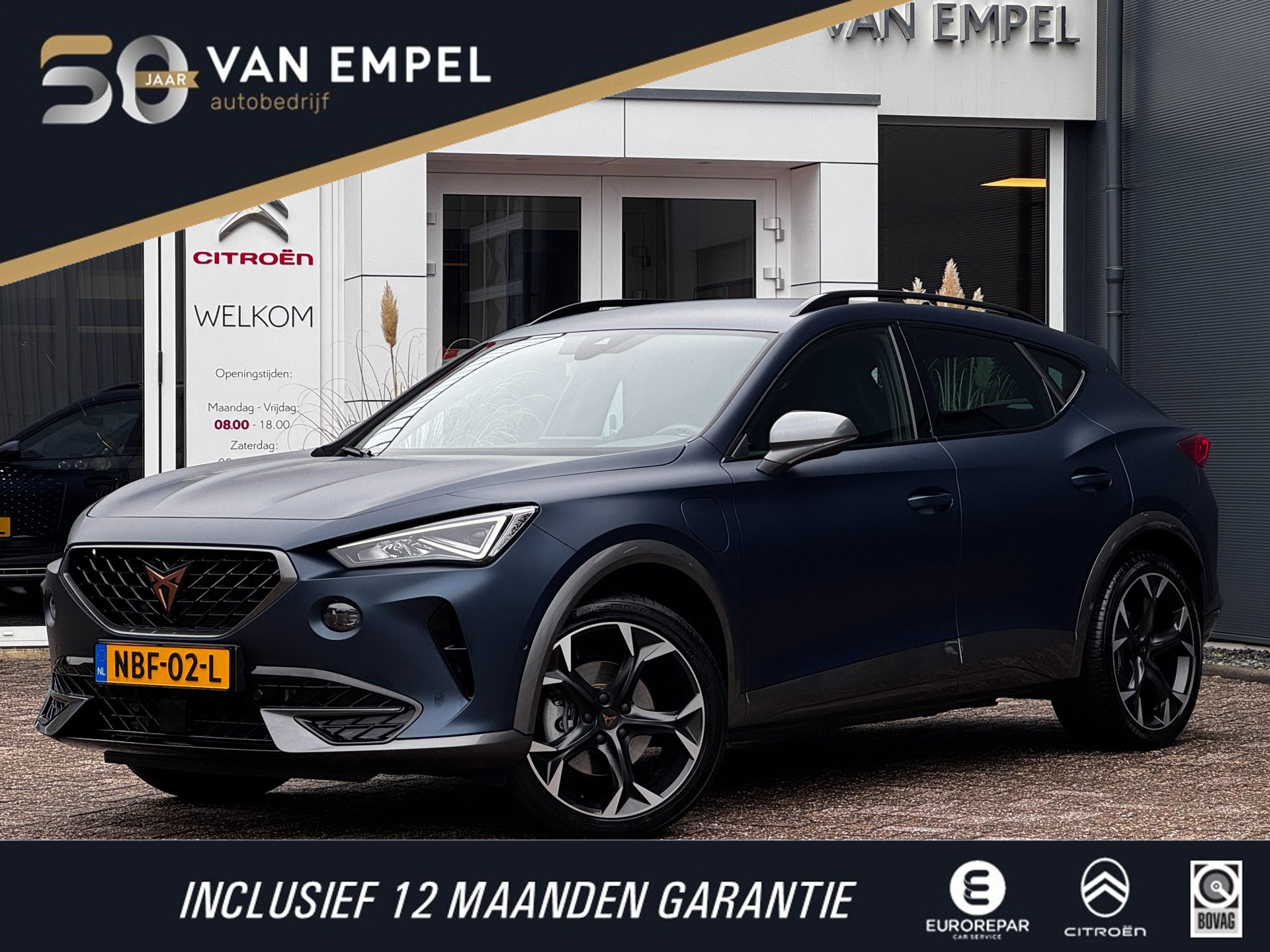 Cupra Formentor 1.4 e-Hybrid Business | 95% SOH | Petrol Blue Matt | Sportstoelen + Memory | Camera | Winter Pack 2024 - voorkant