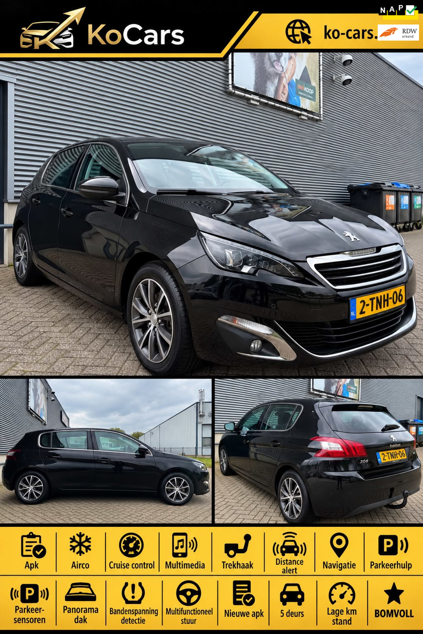 Peugeot 308 / Nieuwe APK / Cruise Control / Pano / Airco / Trekhaak / Multimedia / Navi / Parkeerhulp 2014 - voorkant